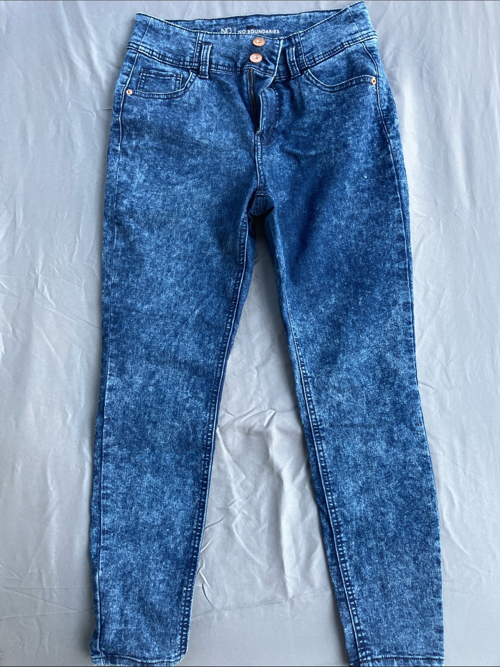 80s Style Retro Acid Wash High Waist Skinny Jeans Size 13 with V Back Waistband